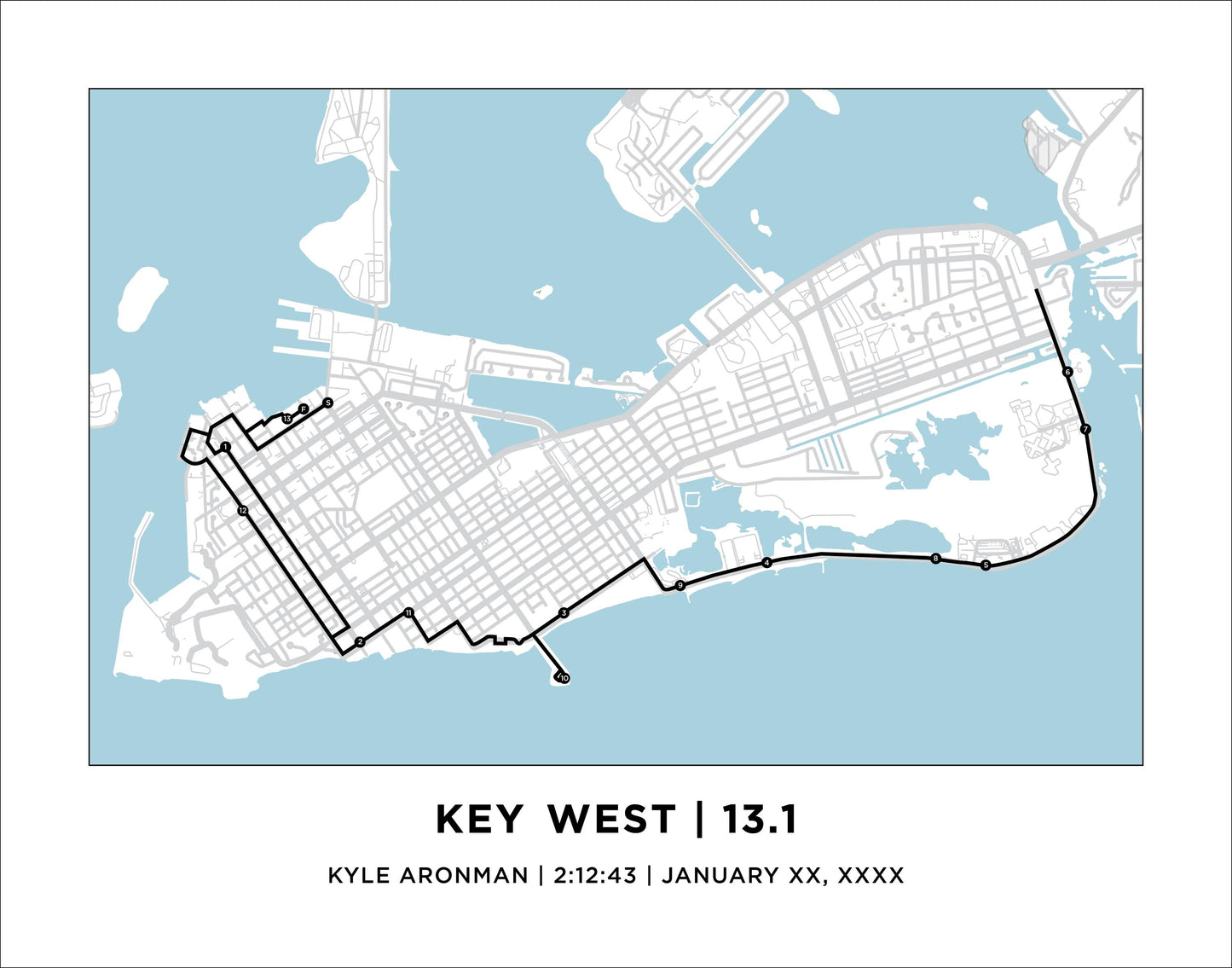 Key West Half Marathoner Course Map
