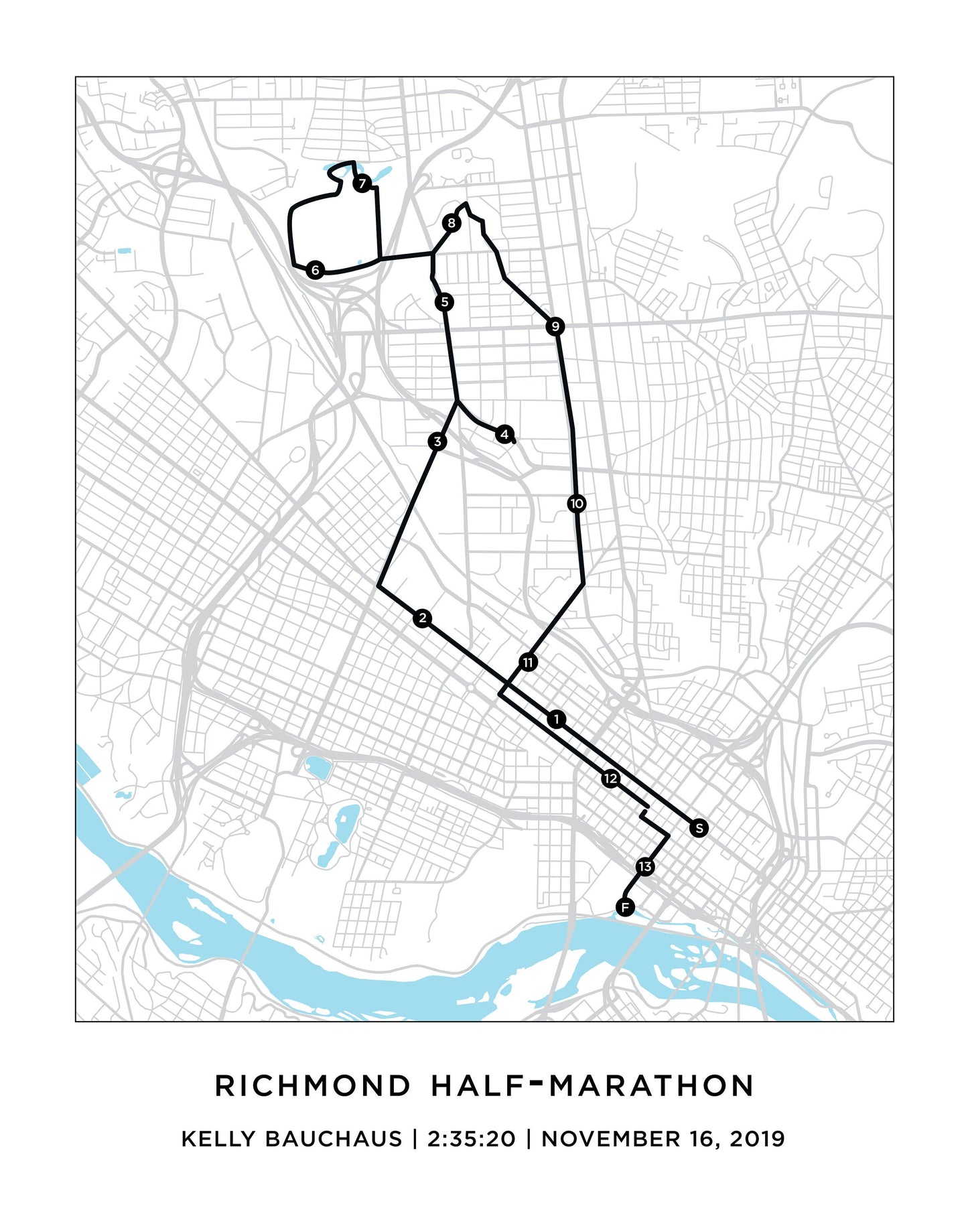 Richmond 13.1 Half Marathoner Map