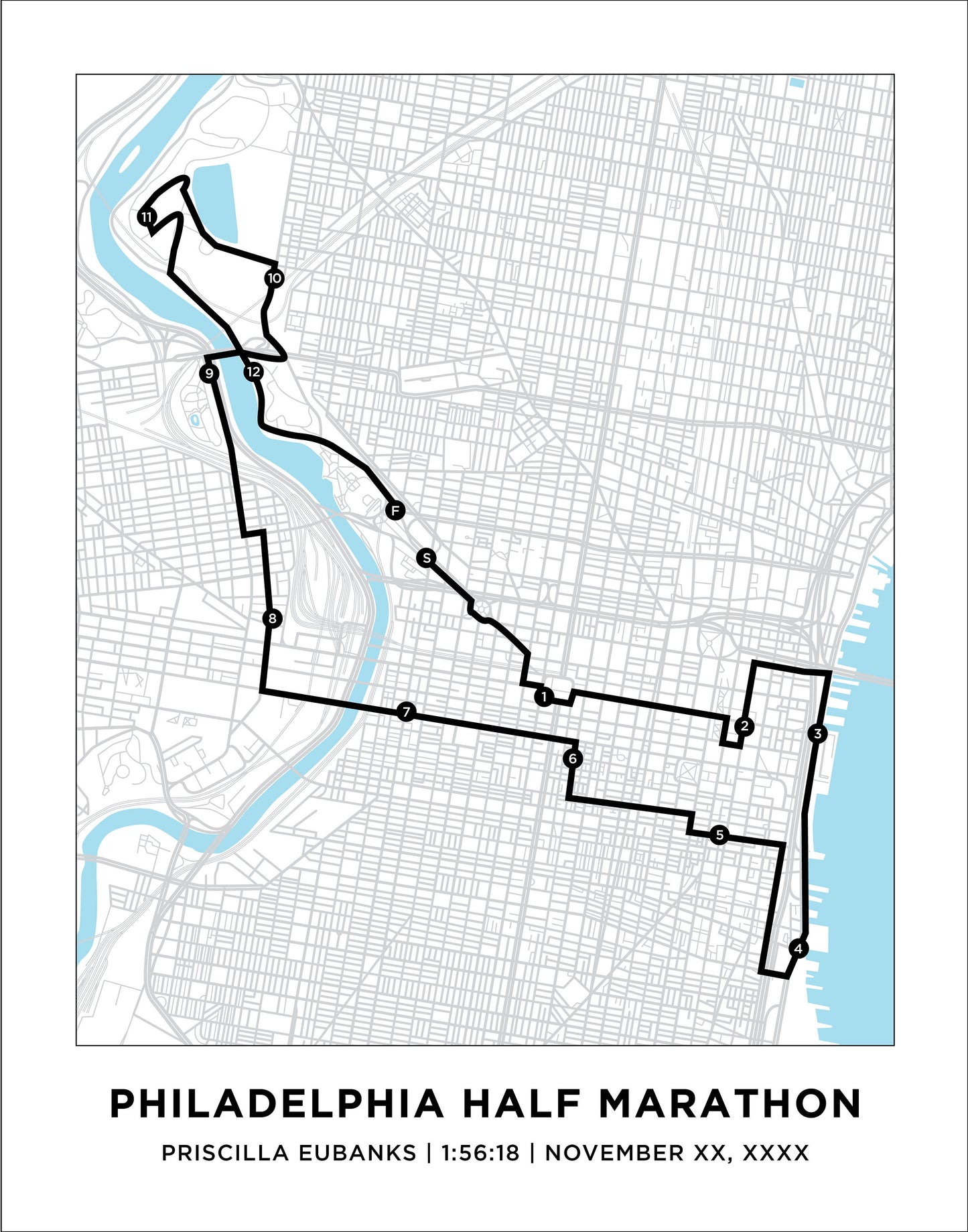 Philadelphia Half Marathoner Course Map