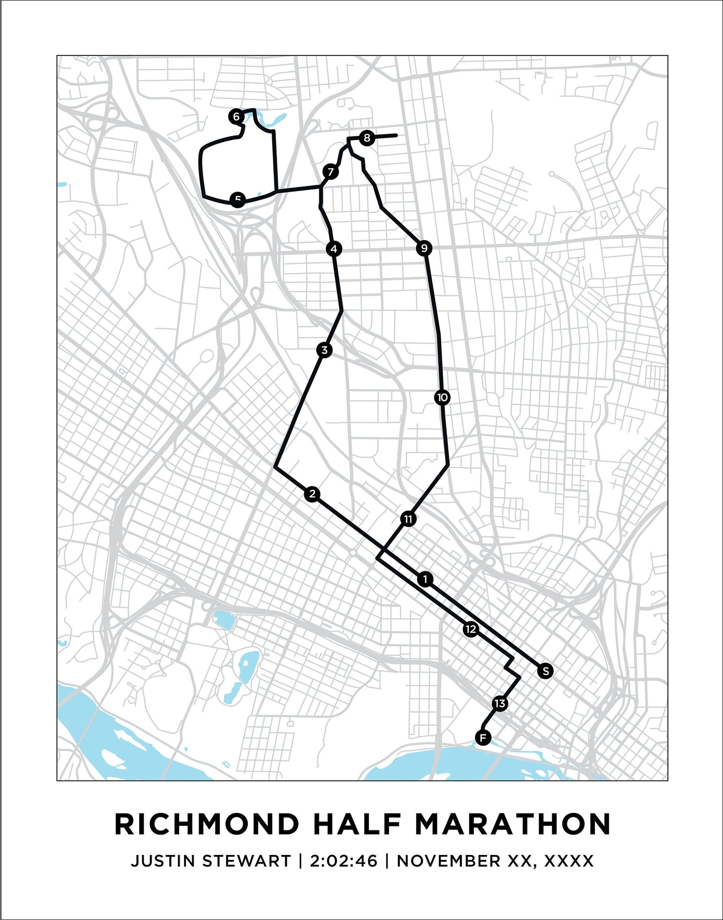 Richmond 13.1 Half Marathoner Map