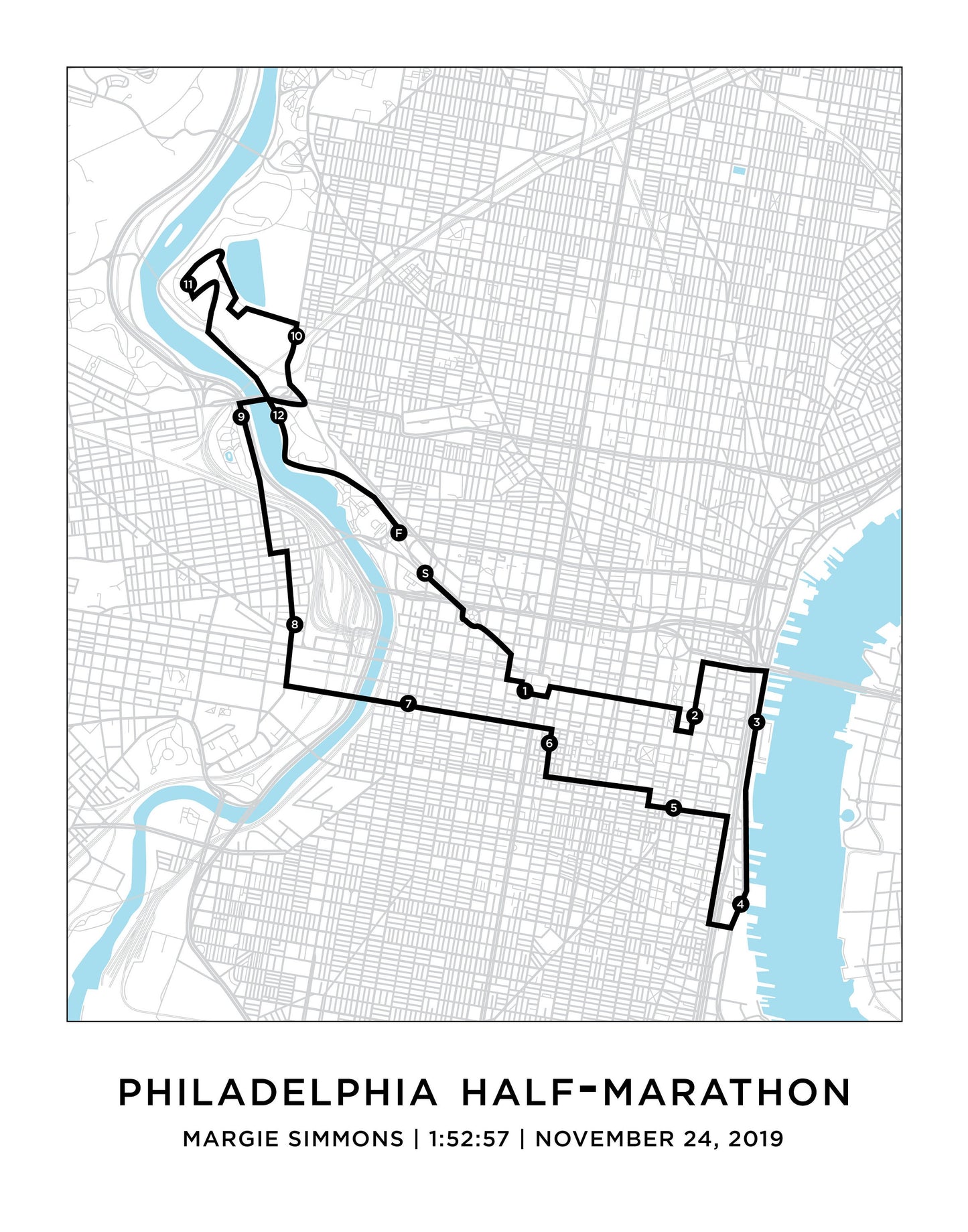 Philadelphia Half Marathoner Course Map