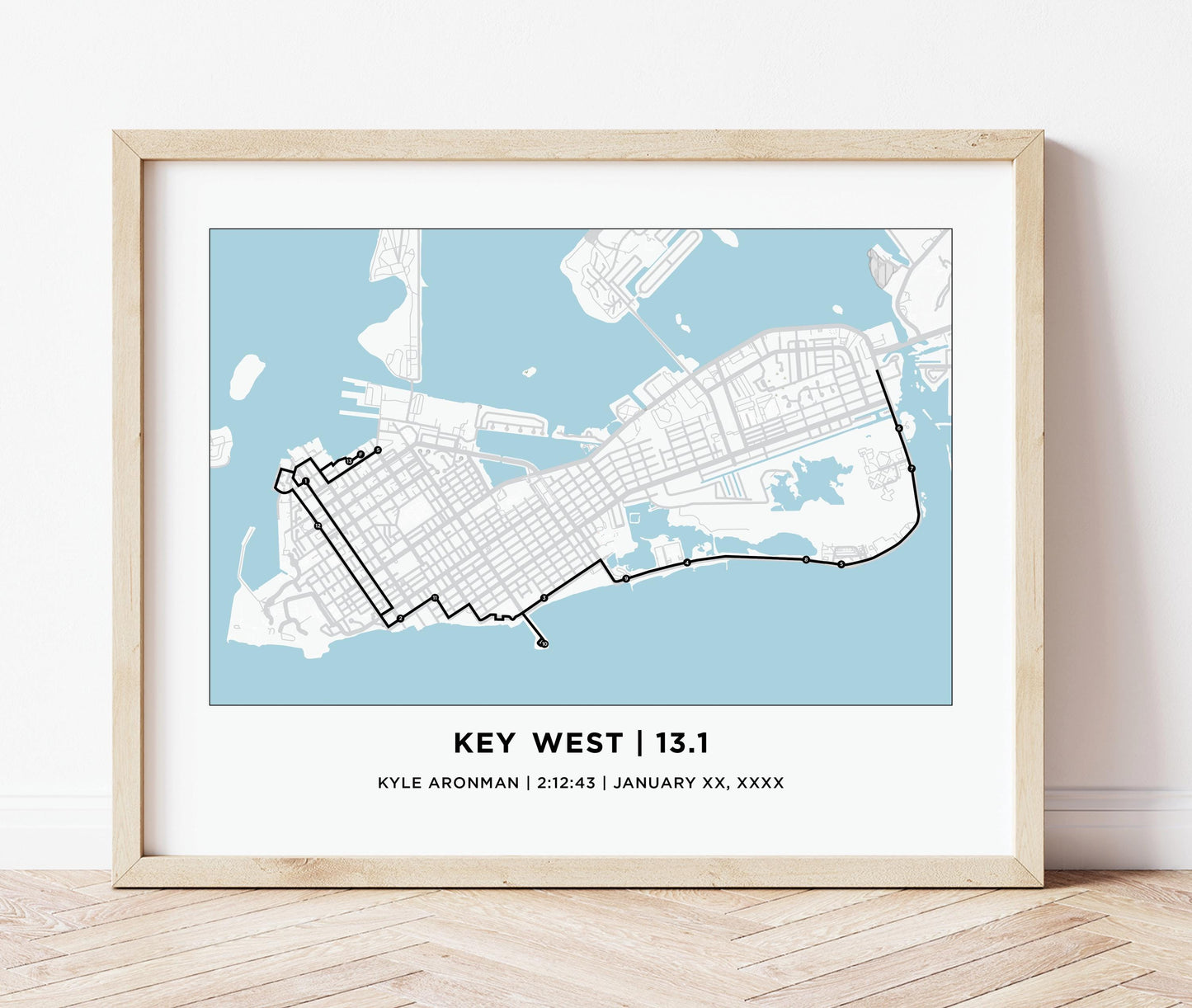 Personalized Race map for the Key West Half Marathon