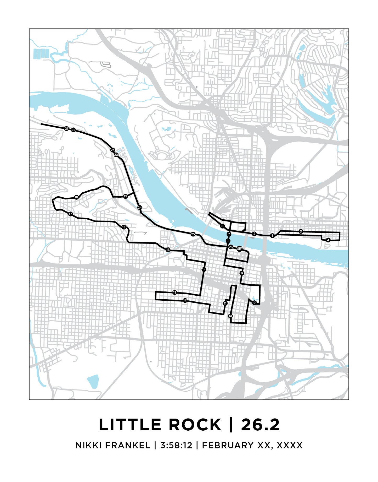 Little Rock 26.2 Marathoner Course Map