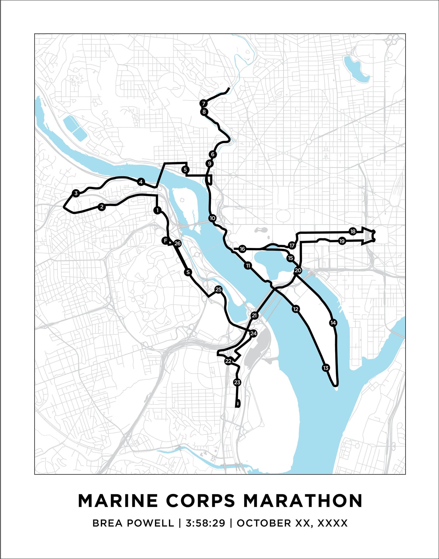 Marine Corps Marathon. Custom Marathon Map