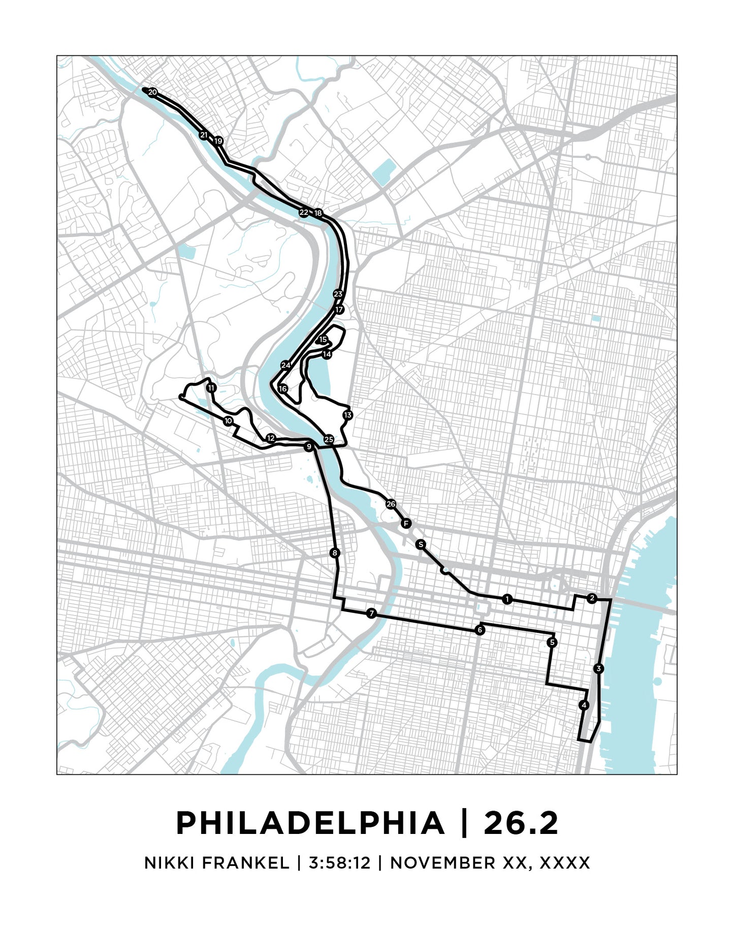 Philadelphia 26.2 Marathoner Course Map