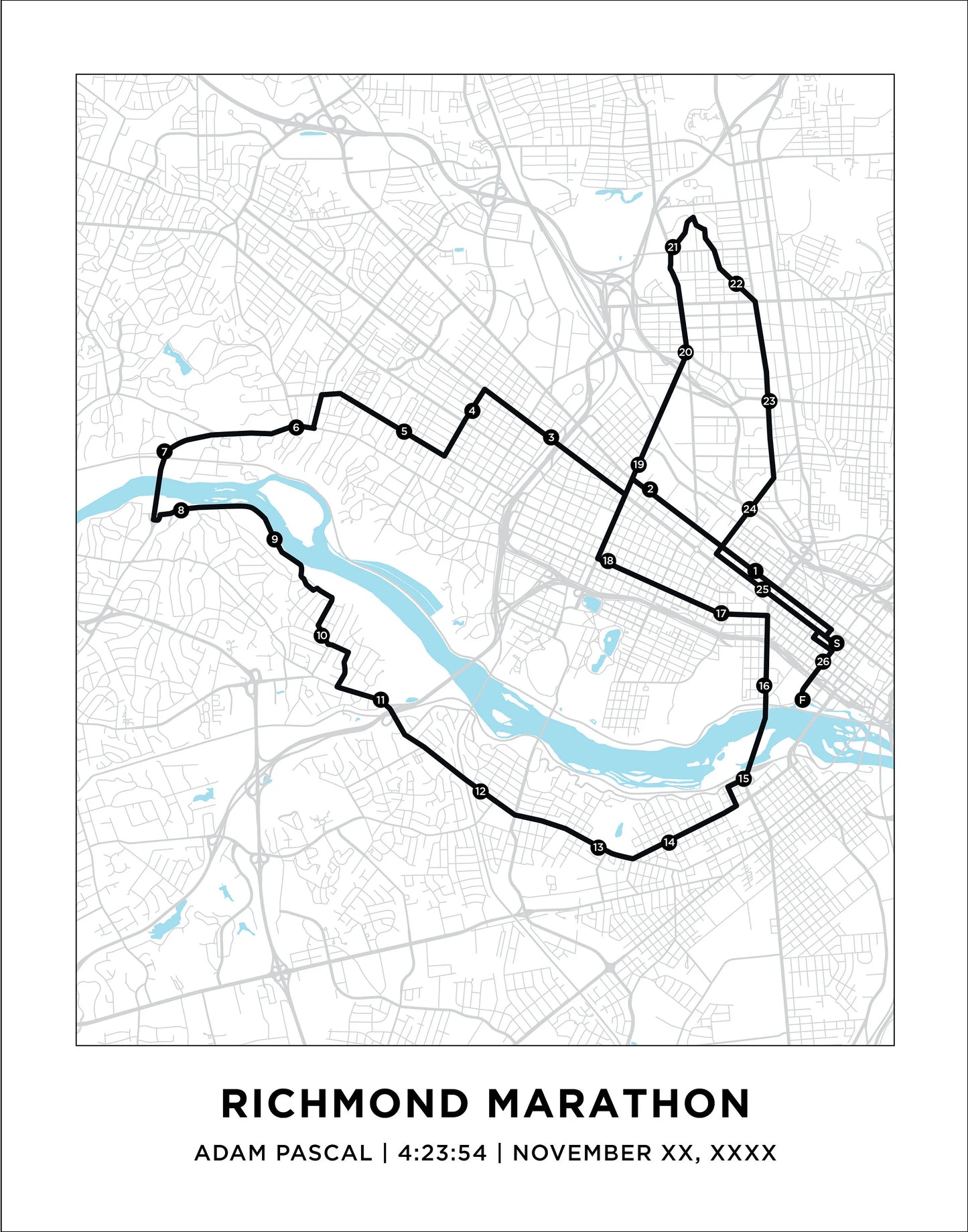 Personalized Race map for Richmond Marathon