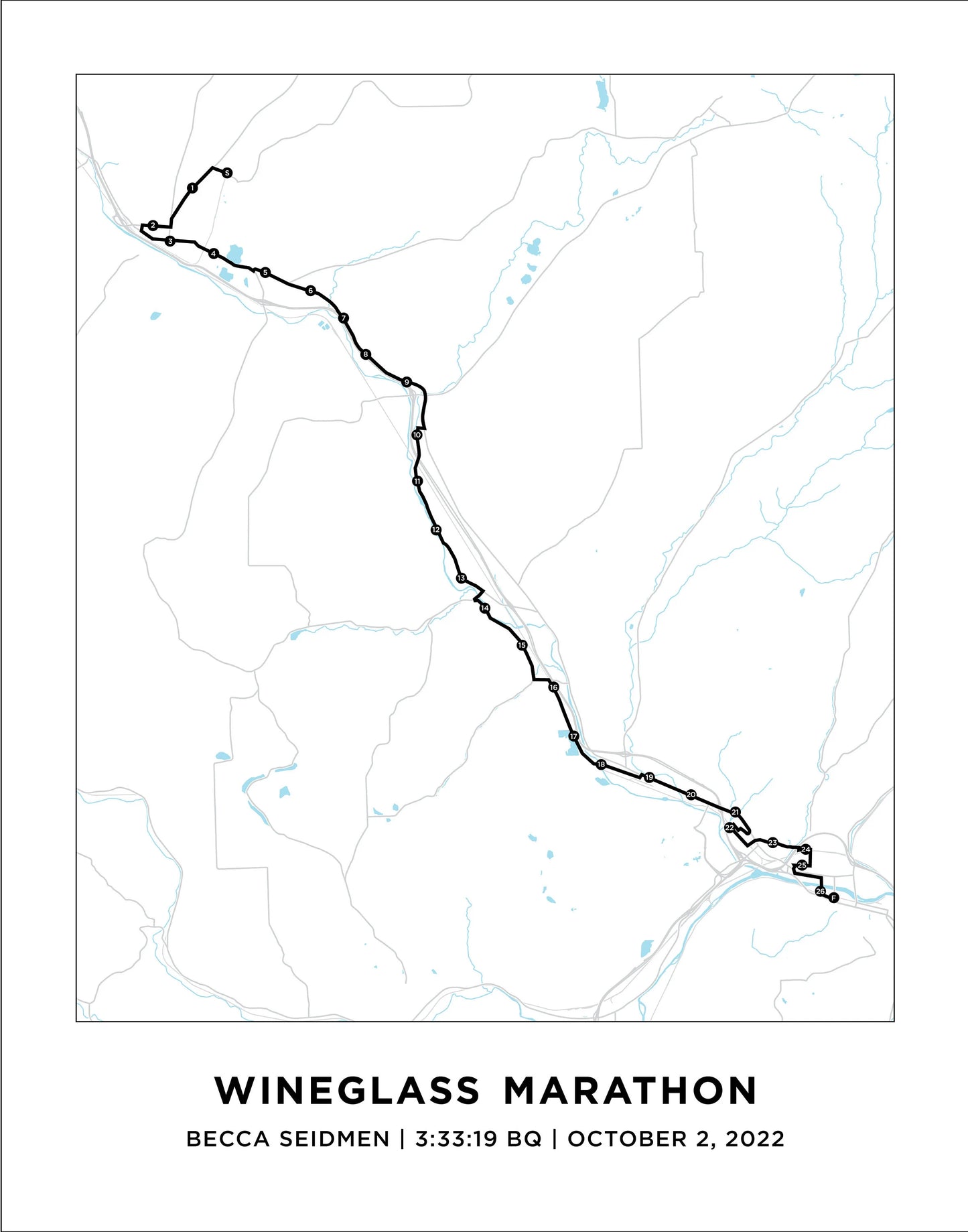 Personalized Race map for Wineglass Marathon in New York State