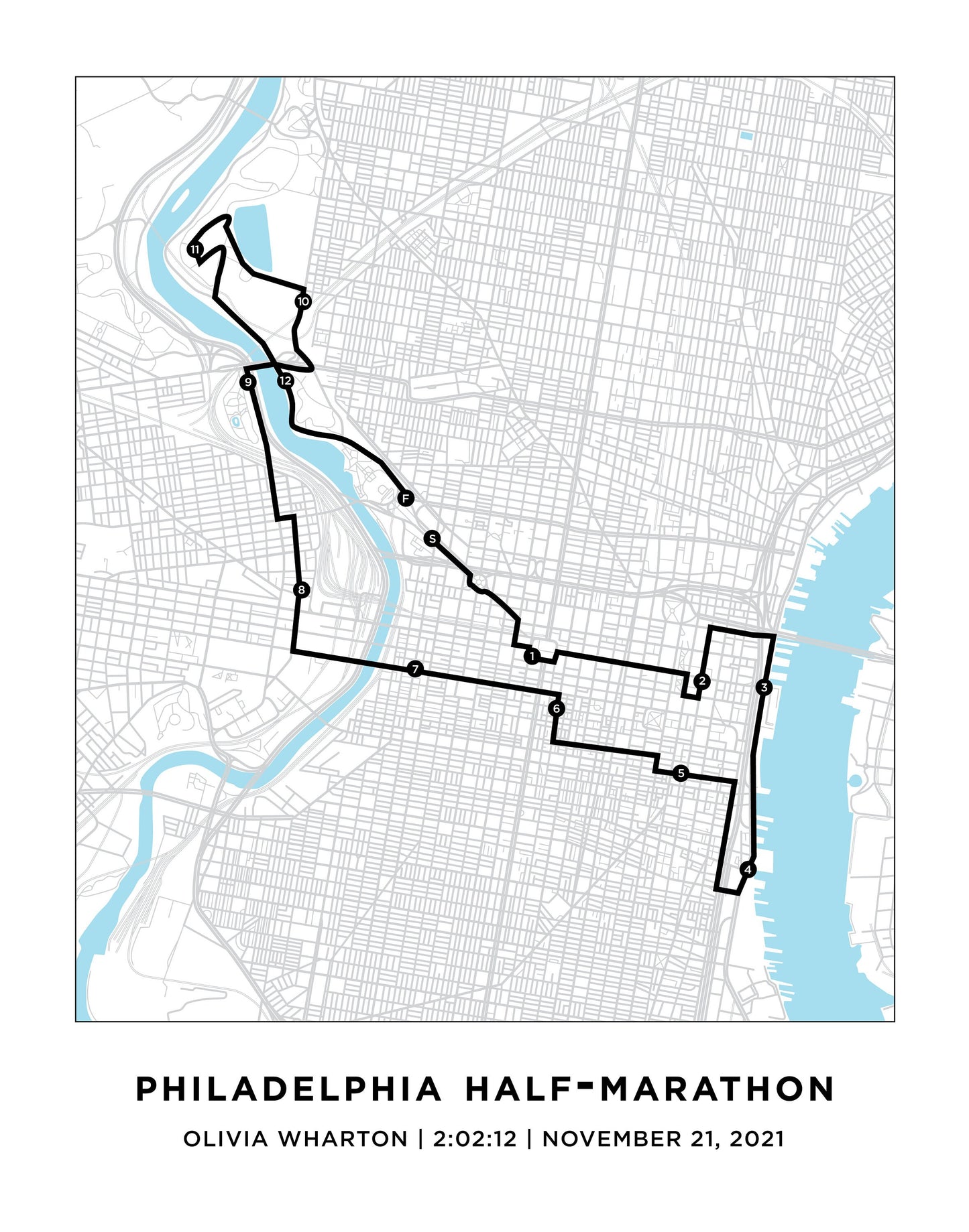 Philadelphia Half Marathoner Course Map