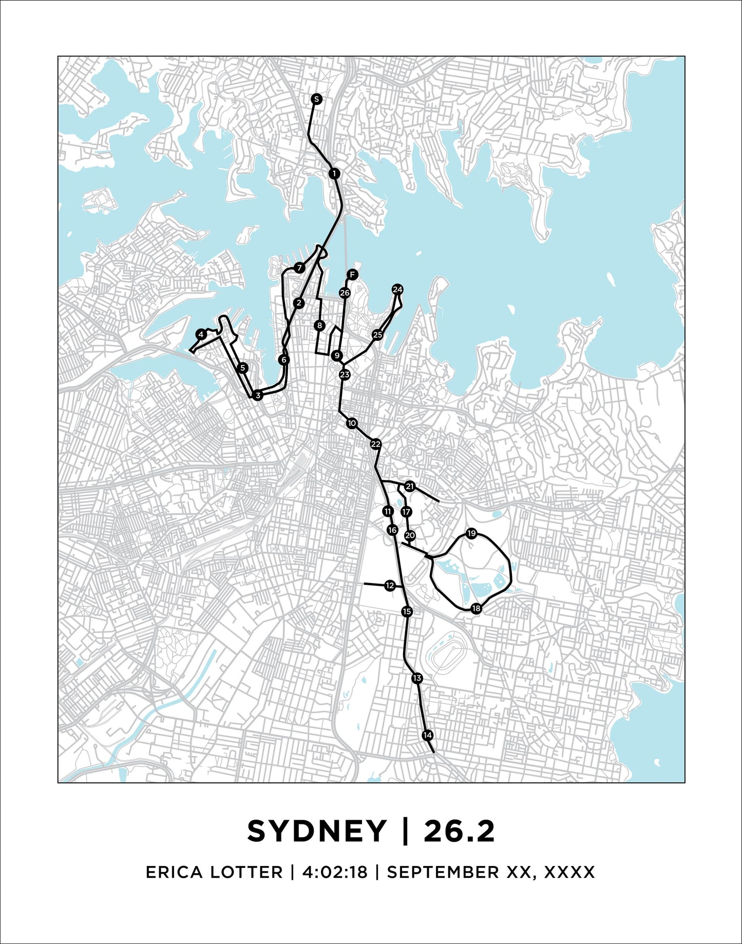 Sydney 26.2 Marathoner Course Map