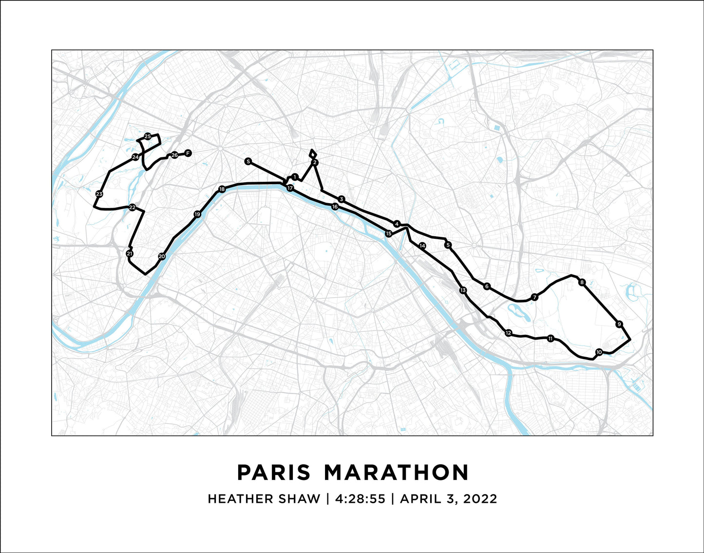 Paris 26.2 Marathoner Course Map