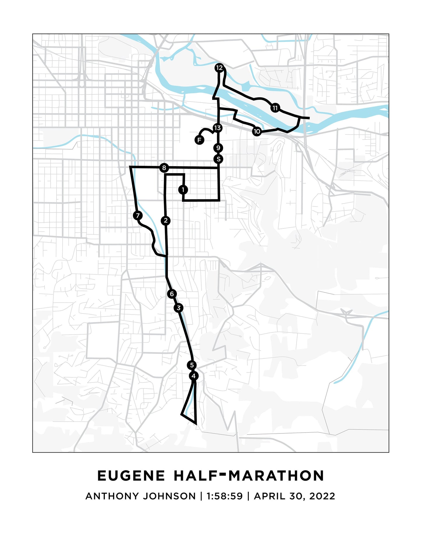 Eugene Half Marathoner Course Map