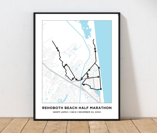 Rehoboth Beach Half Marathon Course Map