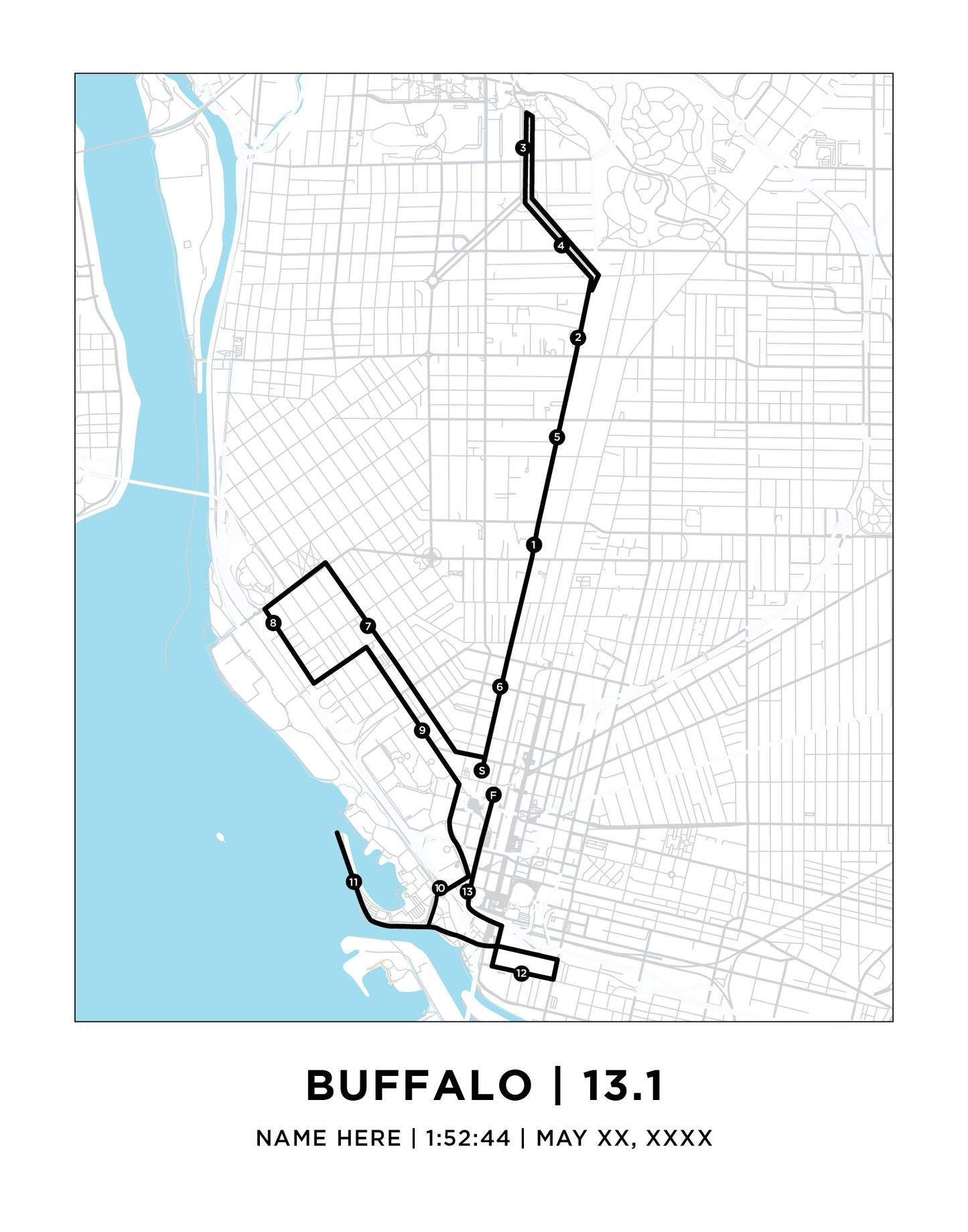 Buffalo 13.1 Half Marathoner Course Map