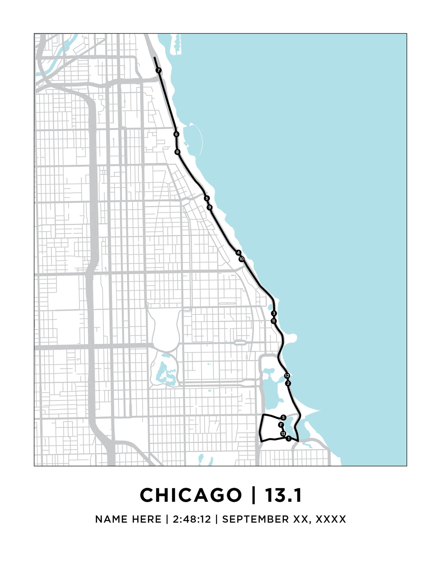 Chicago 13.1 Half Marathoner Print