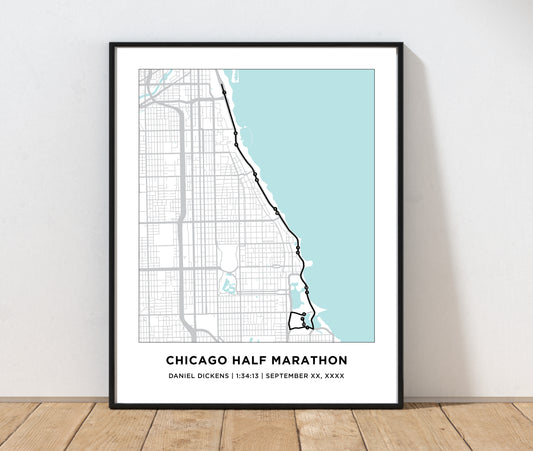 Personalized Race map for Chicago Half. Marathon Course Map