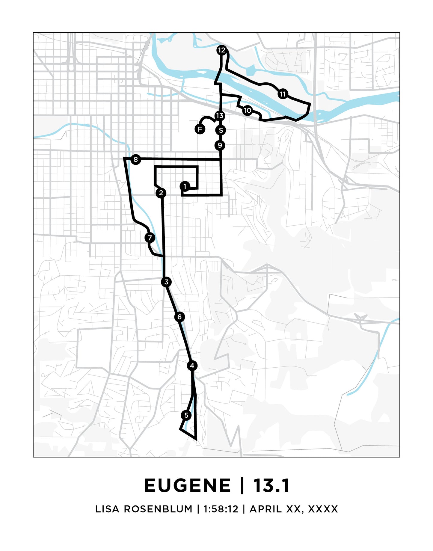Eugene 13.1 Half Marathoner Print