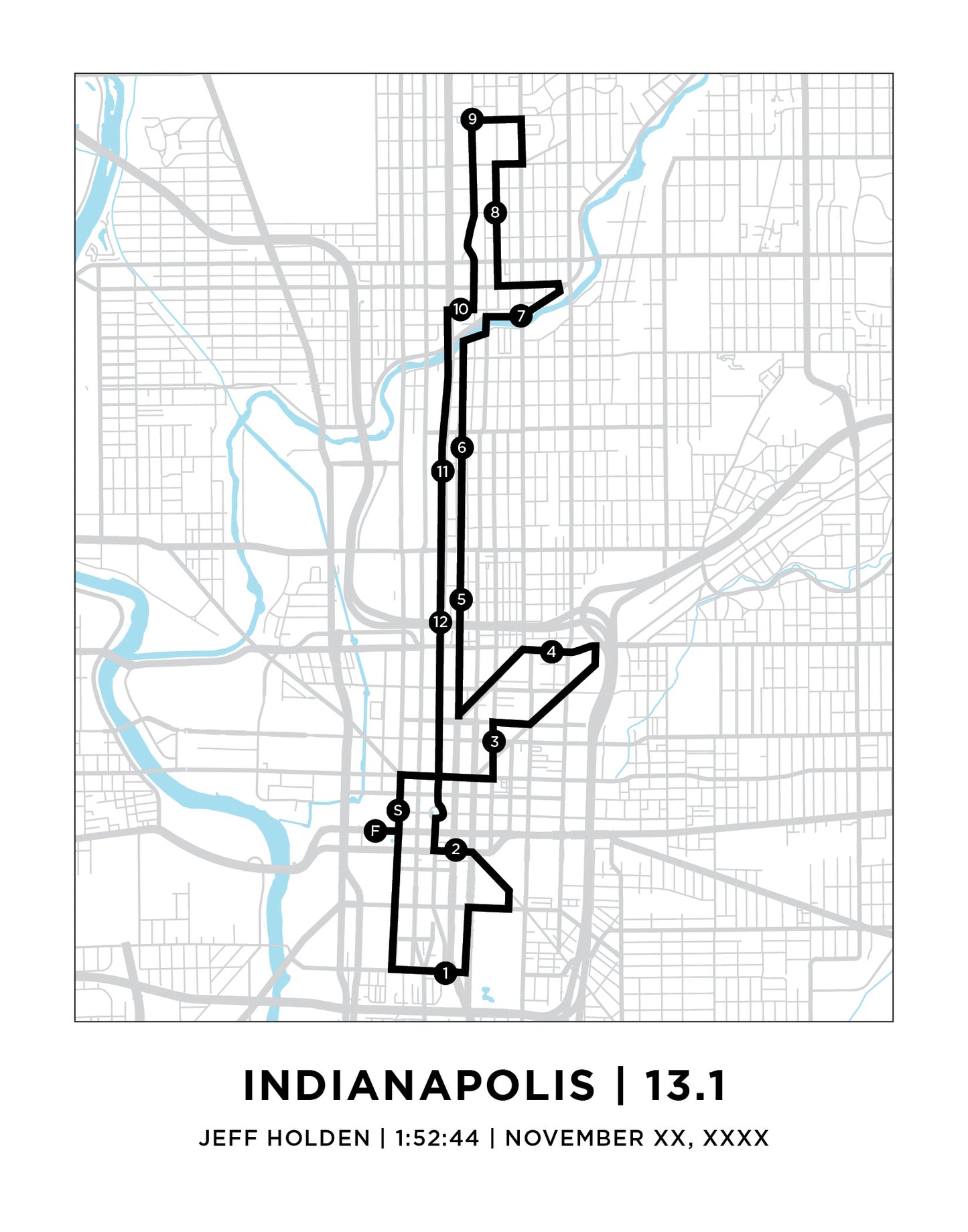 Indianapolis 13.1 Half Marathoner Course Map