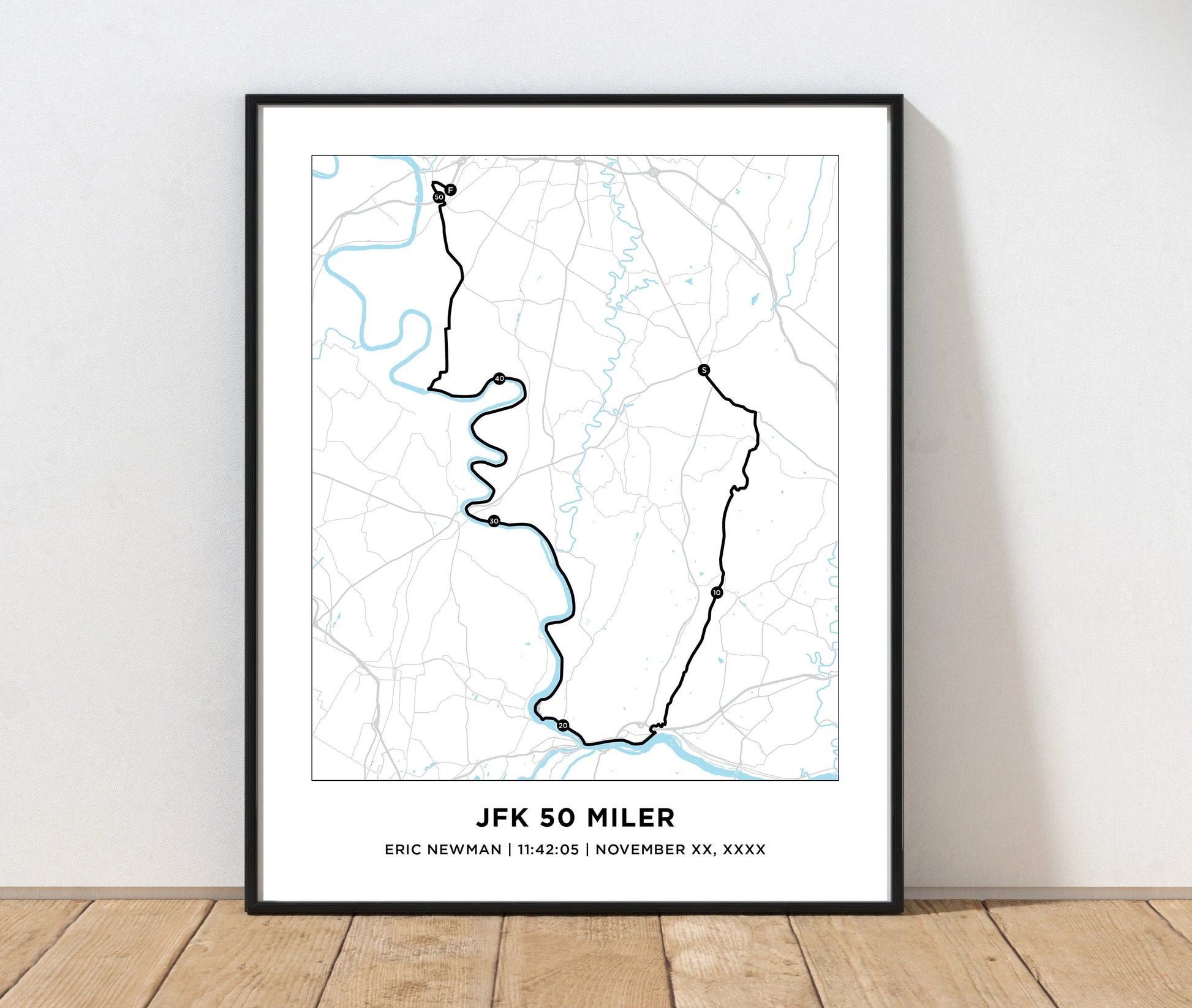Personalized map for JFK 50 mile race. Ultra Race Map