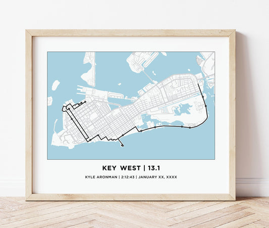 Personalized Race map for the Key West Half Marathon