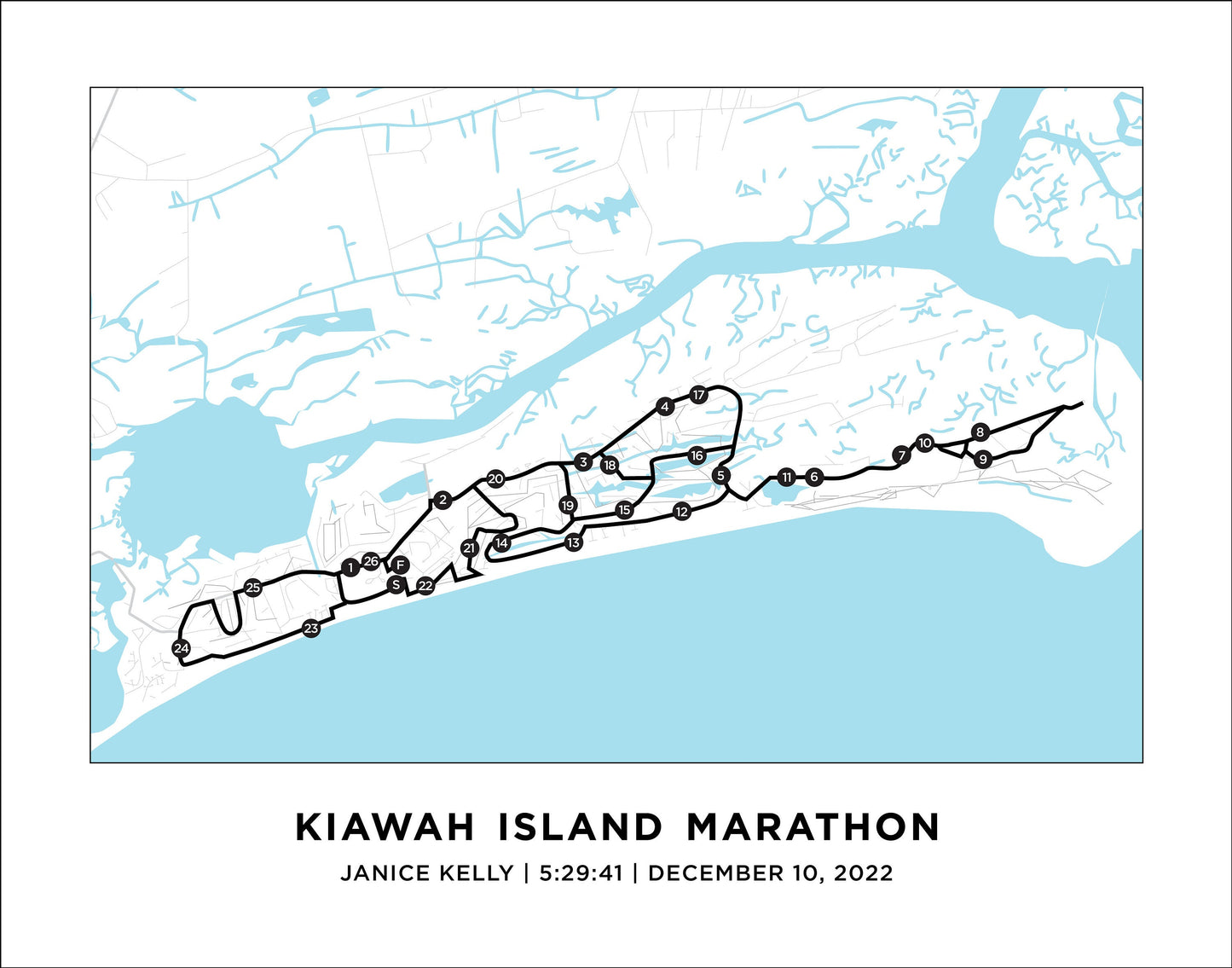 Personalized Race map for the Kiawah Island Marathon Course Map