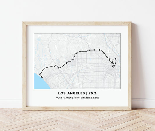 Personalized Race map for LA Los Angeles Marathon