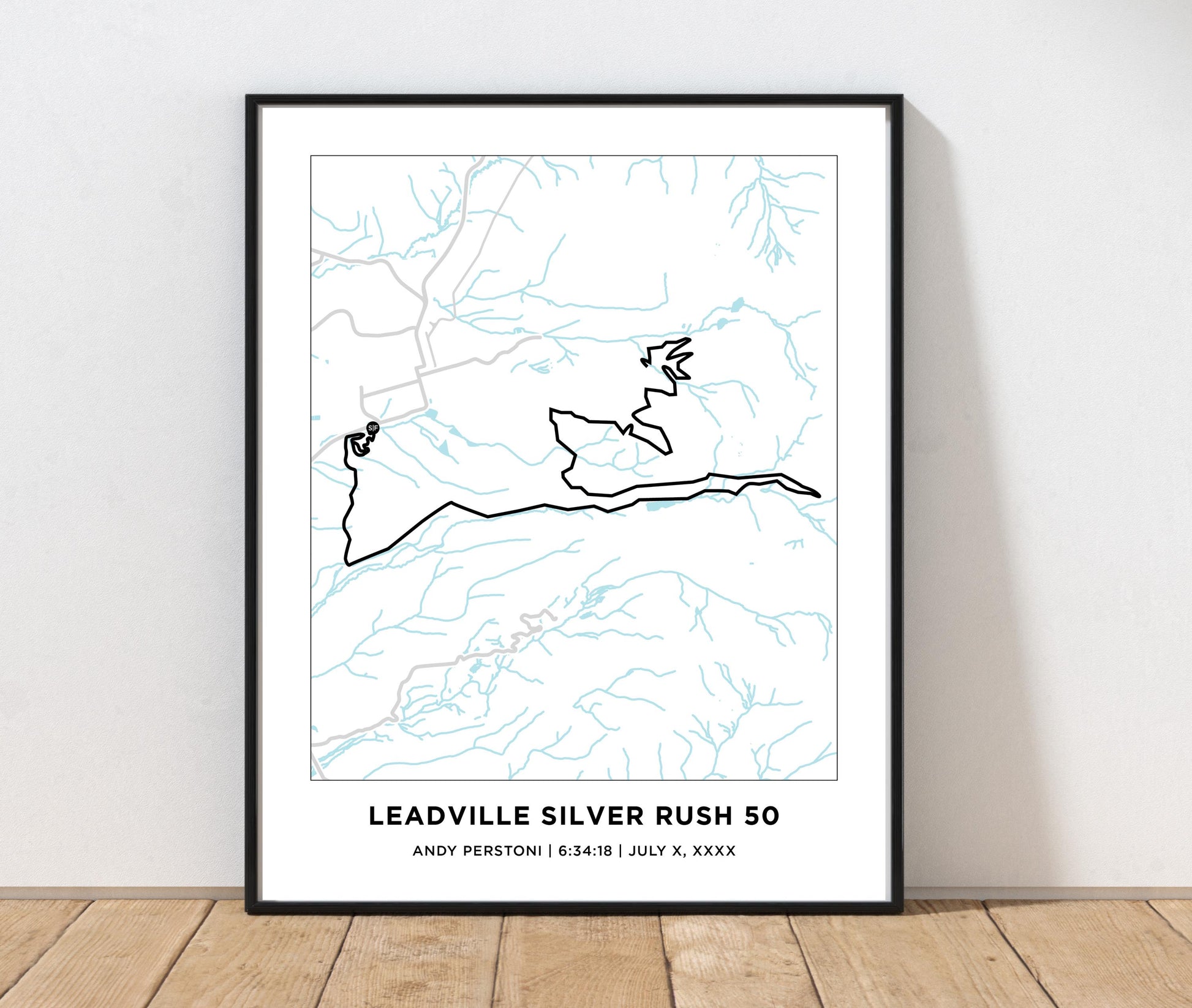 Personalized Race map for the Leadville 100 Trail Race. Ultra Marathon
