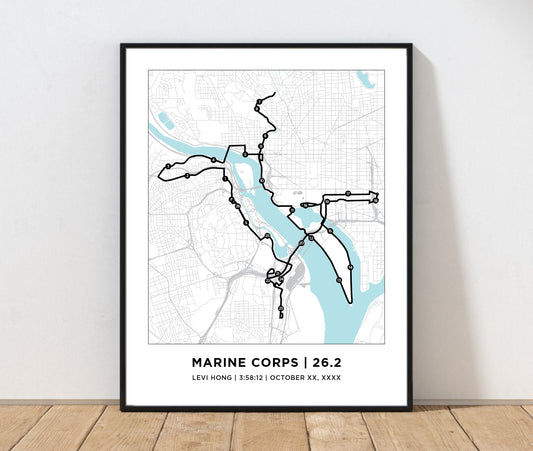 Map of Marine Corps Marathon, city map of Washington DC.