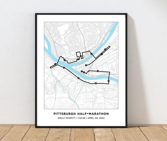 Personalized Race map for Pittsburgh Marathon. Marathon Course Map