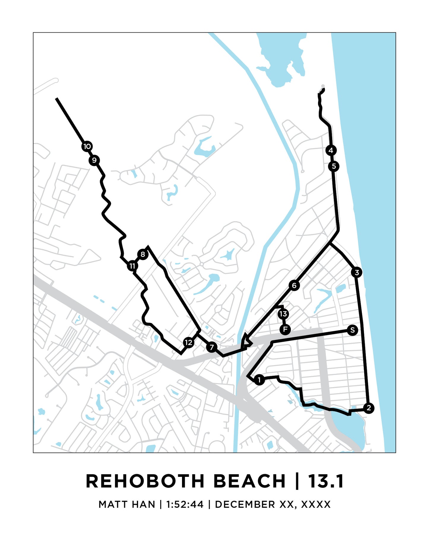 Rehoboth Beach Half Marathon Course Map