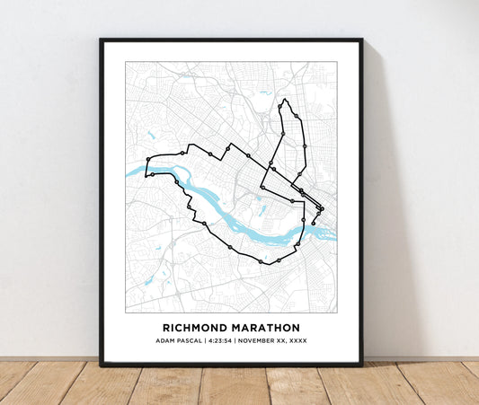 Personalized Race map for Richmond Marathon