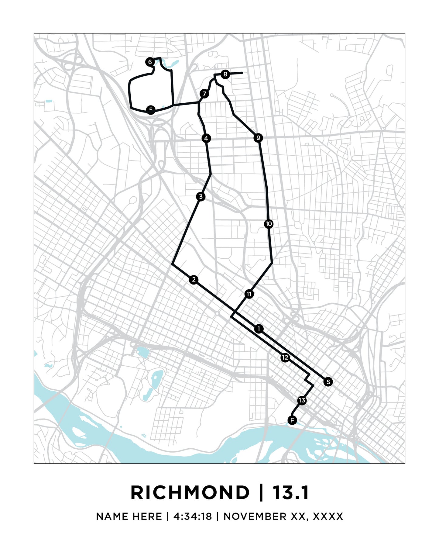 Richmond 13.1 Half Marathoner Map
