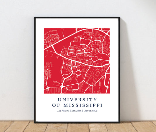 University of Mississippi Campus Map Print