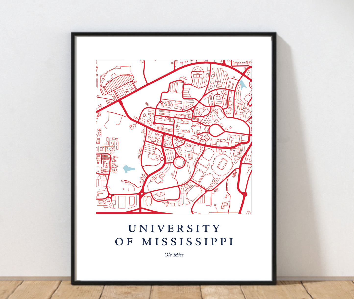 University of Mississippi Campus Map Print
