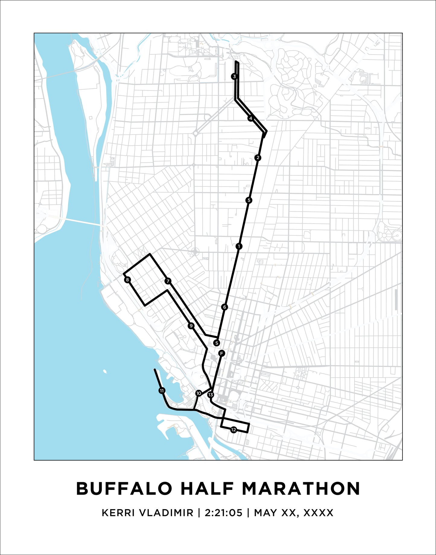 Buffalo Half Marathoner Course Map