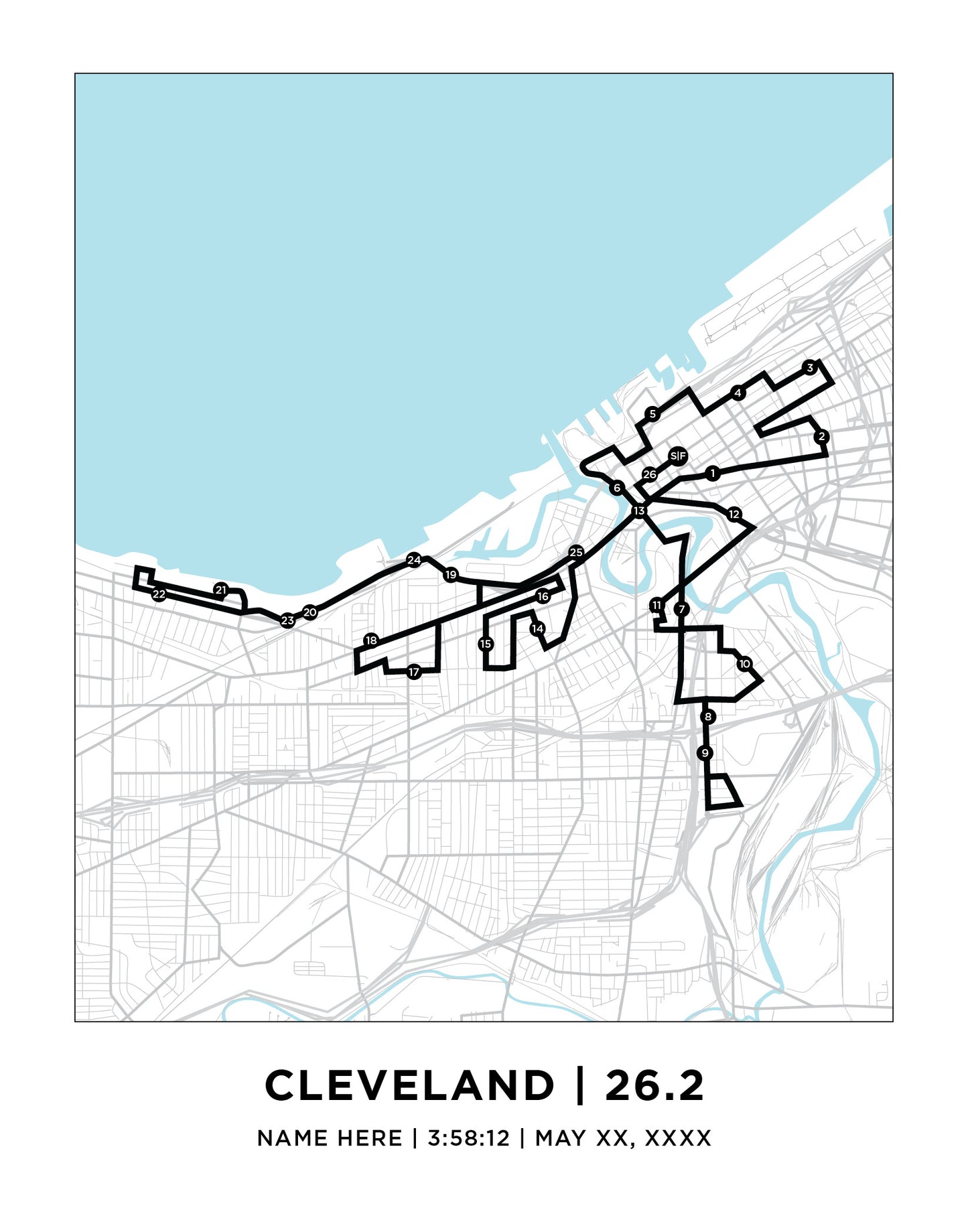 Cleveland 26.2 Marathoner Course Map