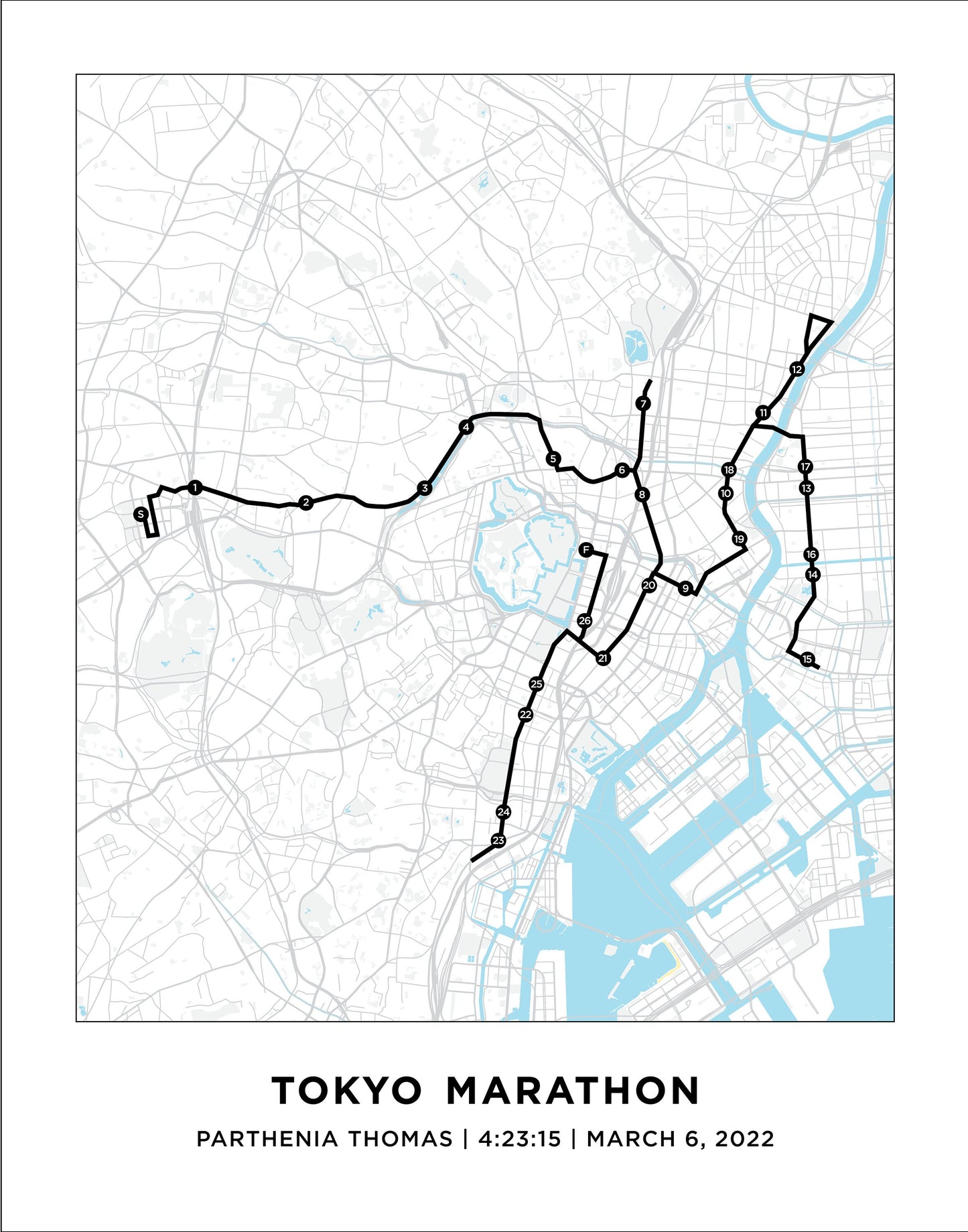 Tokyo 26.2 Marathoner Course Map