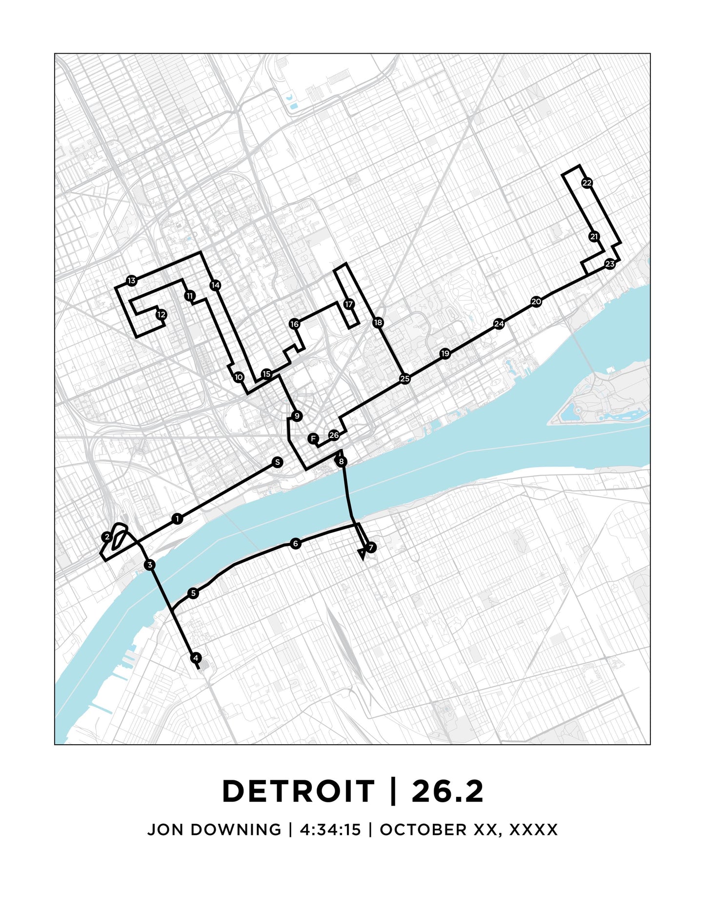 Detroit 26.2 Marathoner Print