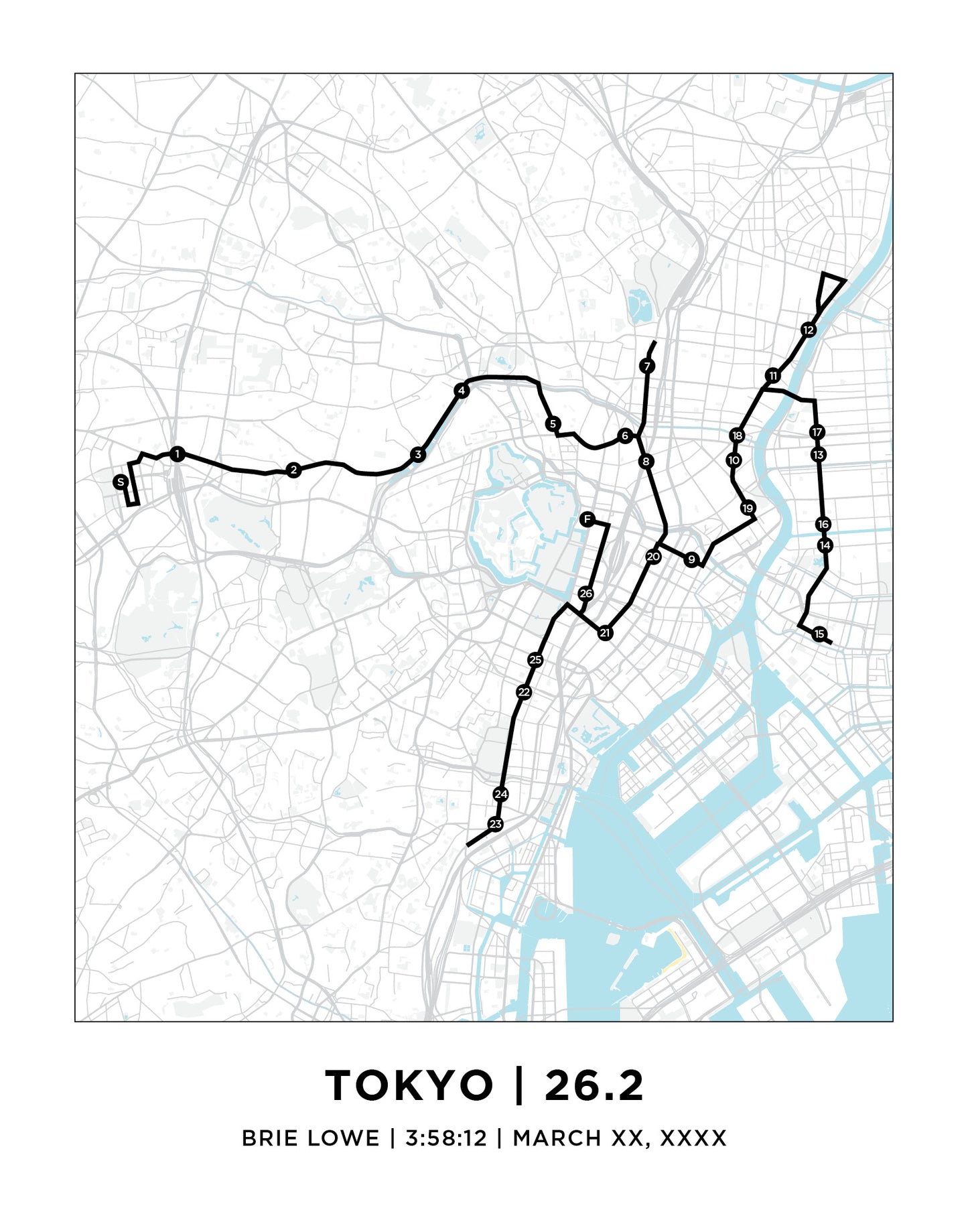 Tokyo 26.2 Marathoner Course Map
