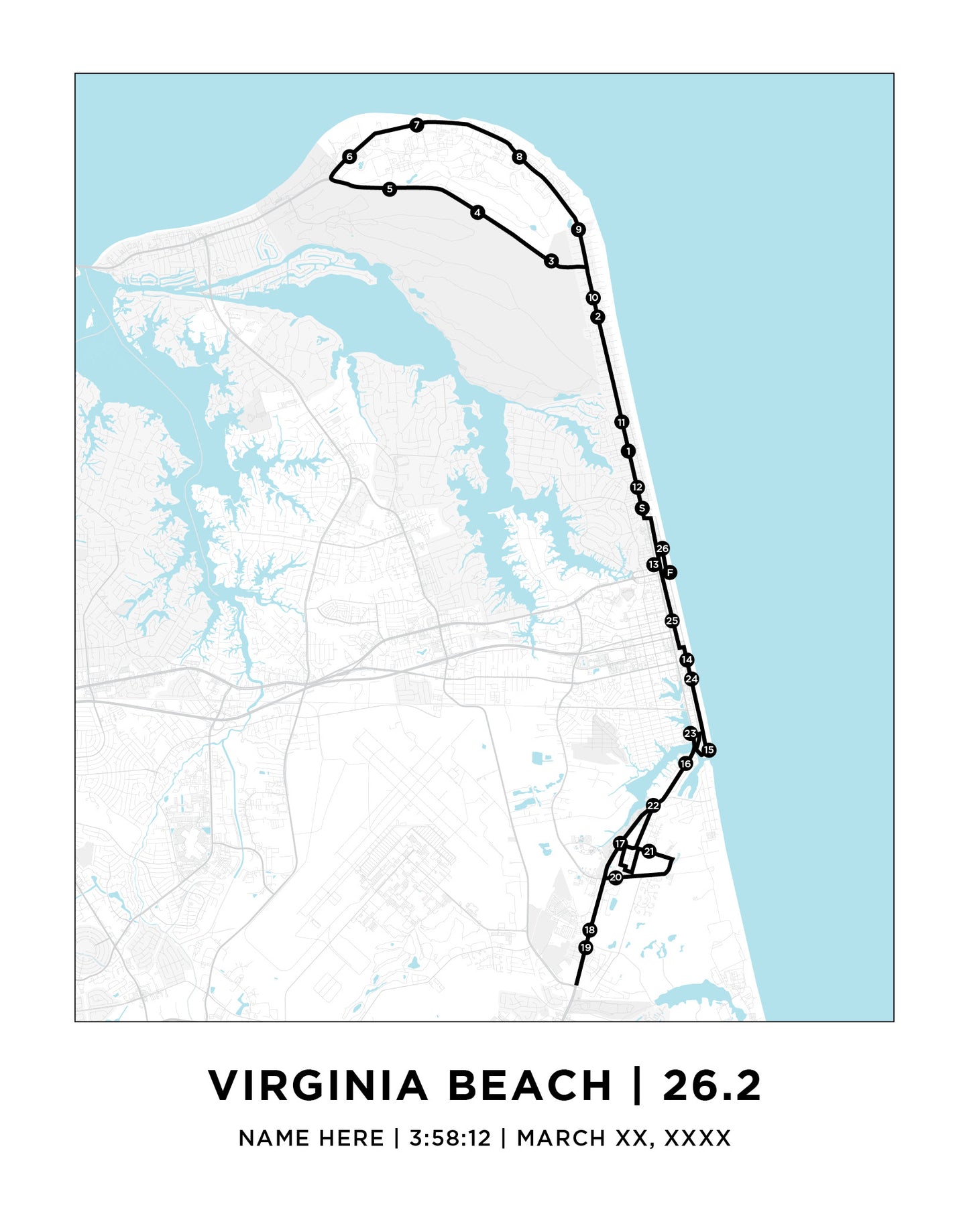 Virginia Beach 26.2 Marathoner Course Map